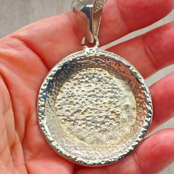 Vintage Set Round Pendant 16" Necklace Pierced Earrings Chain Marked Italy 925 - Picture 7 of 14